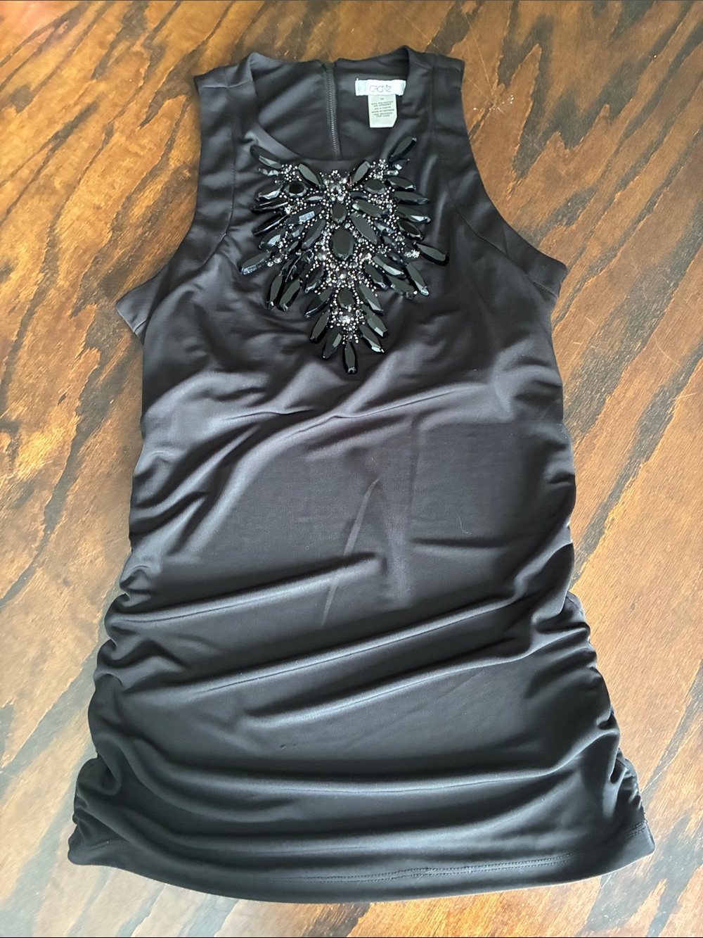 Cache Black Jeweled Sleeveless Top